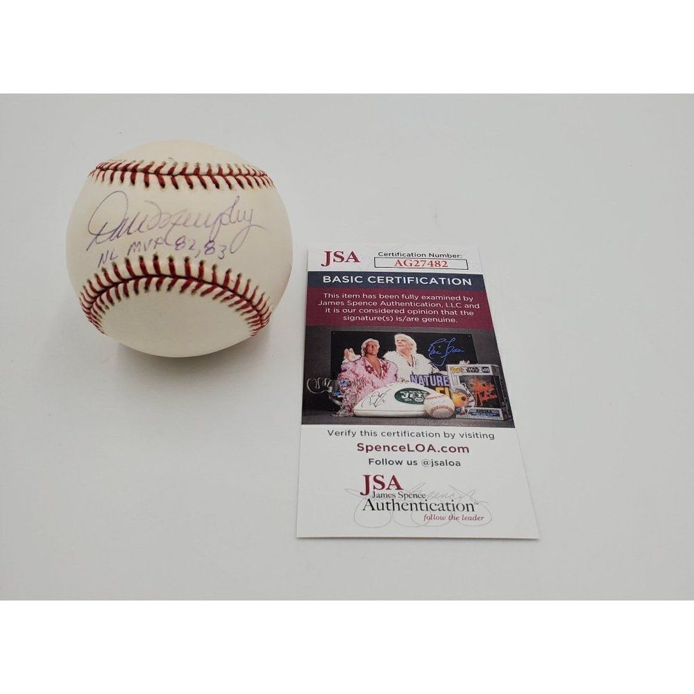 Dale Murphy Signed Baseball NL MVP 82 83 Inscription Rawlings ONL JSA COA